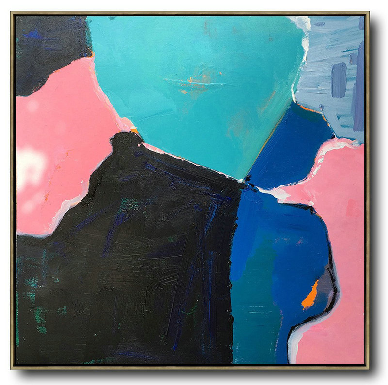 Extra Large 72" Acrylic Painting,Oversized Palette Knife Painting Contemporary Art On Canvas,Large Living Room Decor,Black,Pink,Light Green,Blue.etc